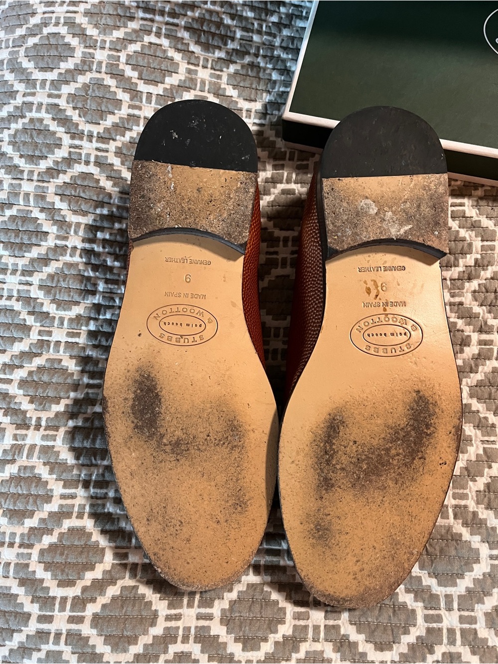 Men’s Stubbs and Wootton Leather Pebbled Slip-On Loafers - Football leather - Picture 6 of 11